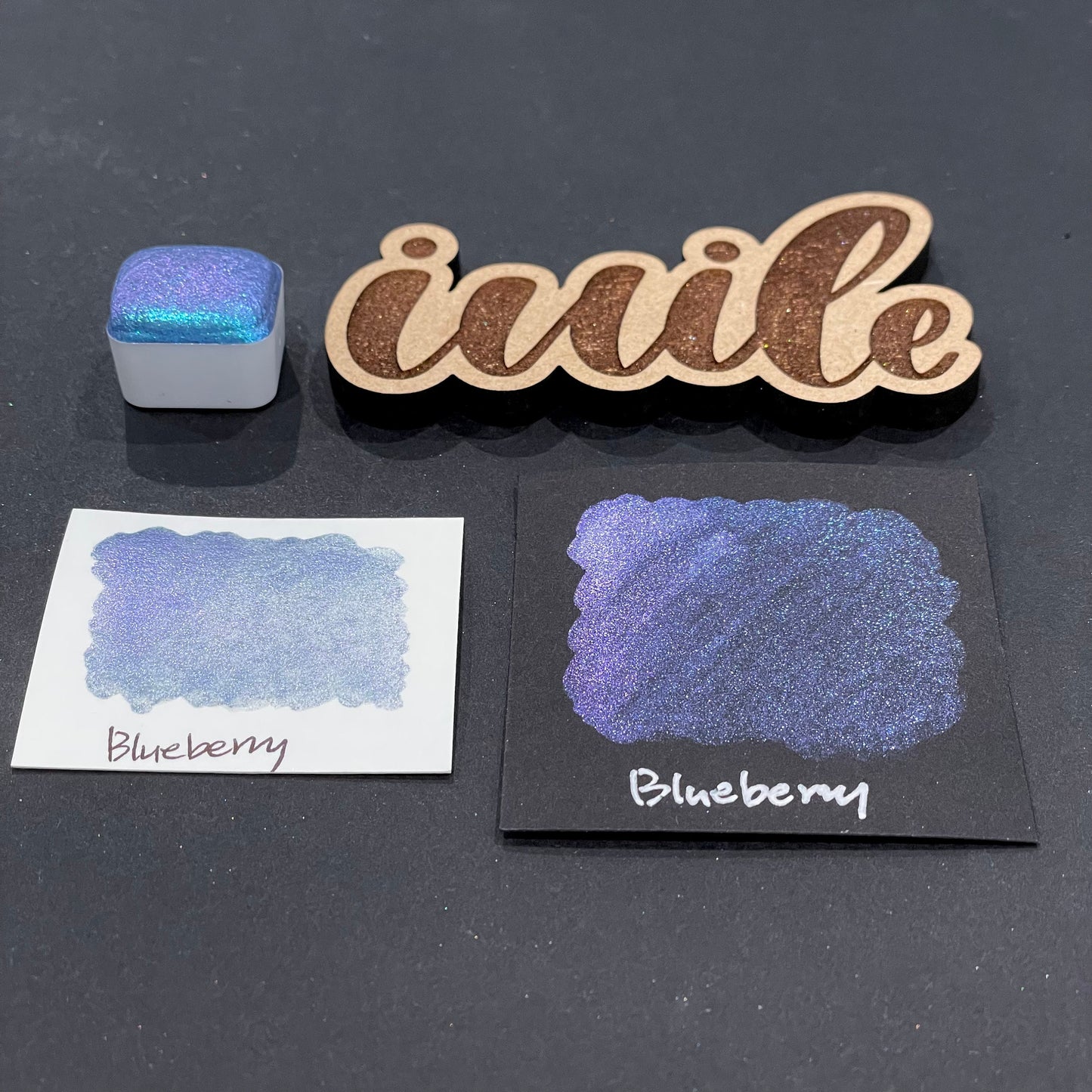 Blueberry blue Half pan Fruits Basket Colorshift Handmade shimmer watercolor paints