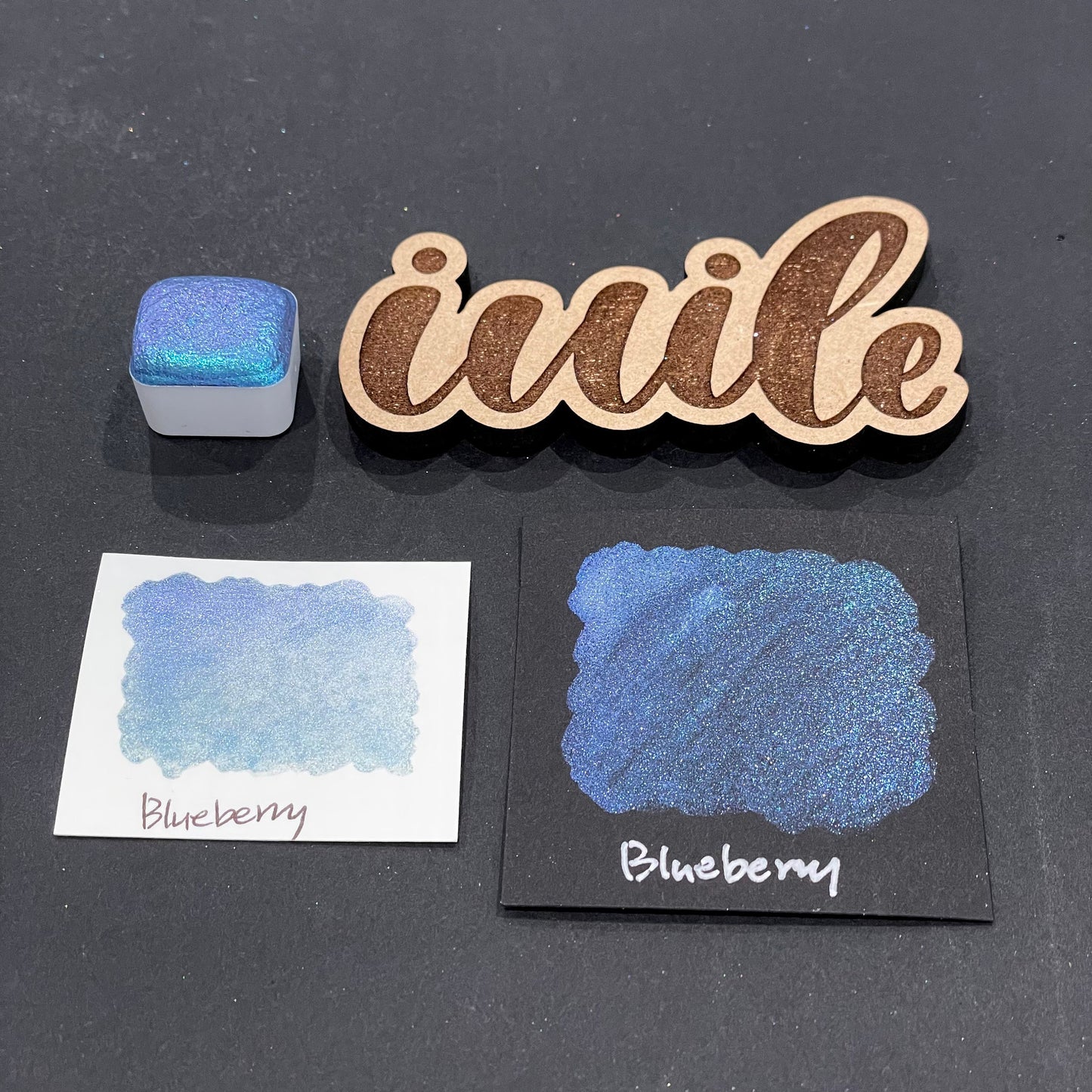 Blueberry blue Half pan Fruits Basket Colorshift Handmade shimmer watercolor paints