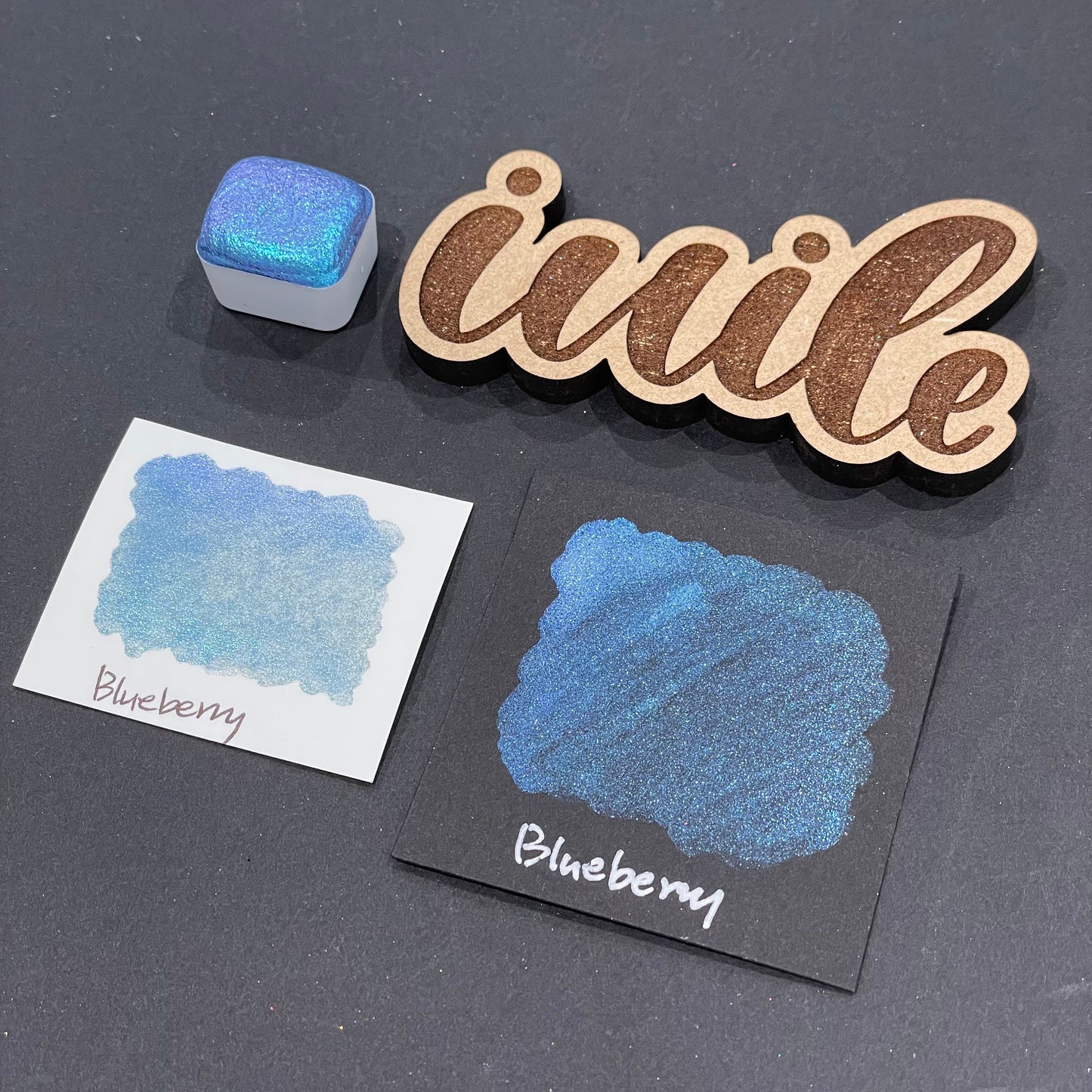 Blueberry blue Half pan Fruits Basket Colorshift Handmade shimmer watercolor paints