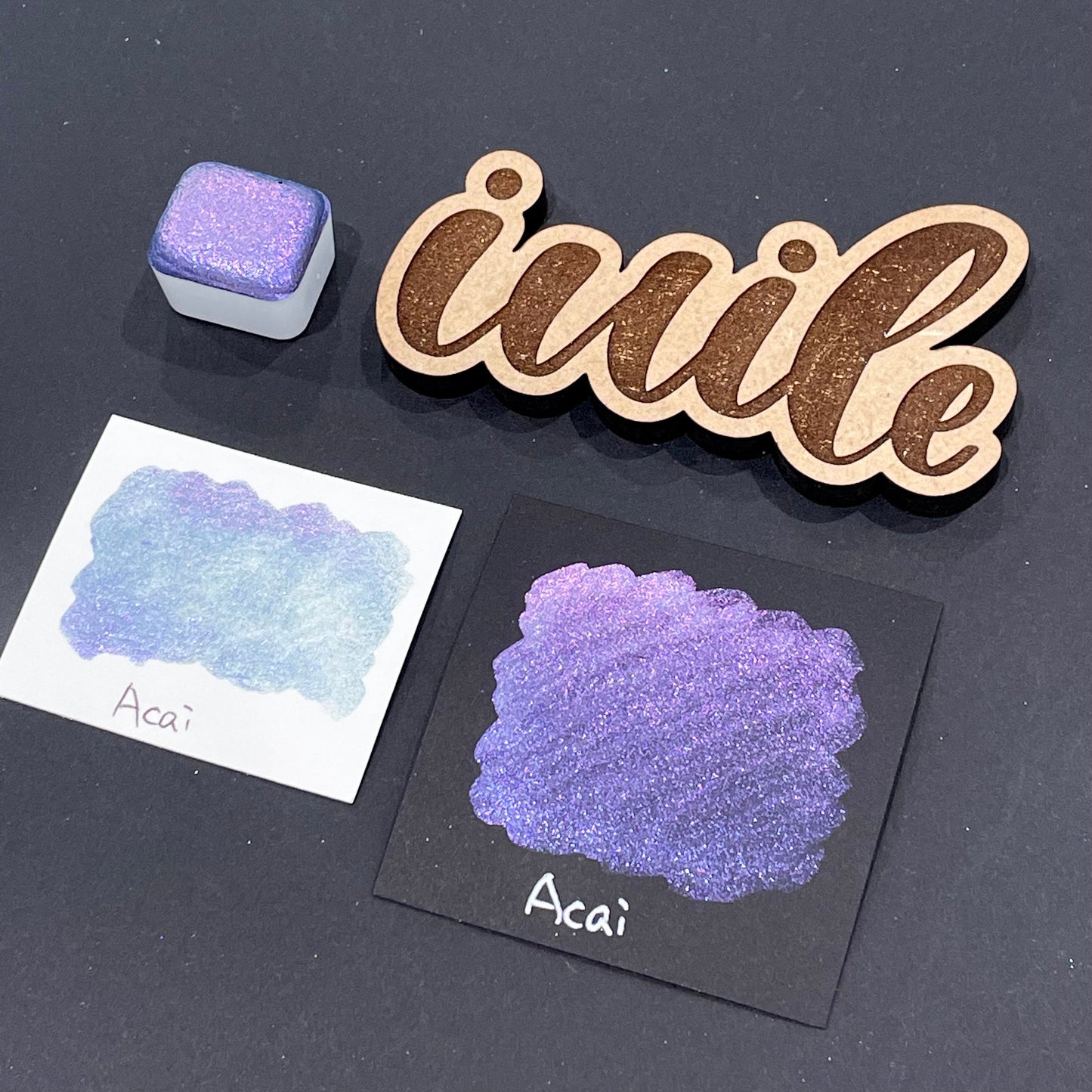 Acai purple Half pan Fruits Basket Colorshift Handmade shimmer watercolor paints