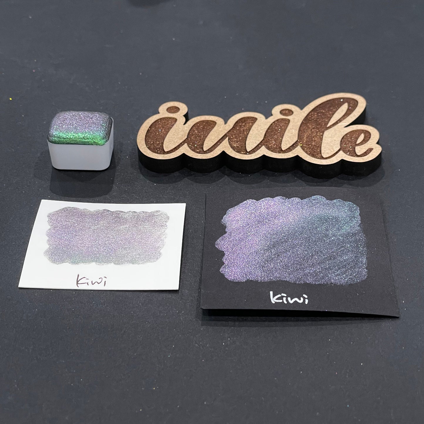 Kiwi green Half pan Fruits Basket Colorshift Handmade shimmer watercolor paints