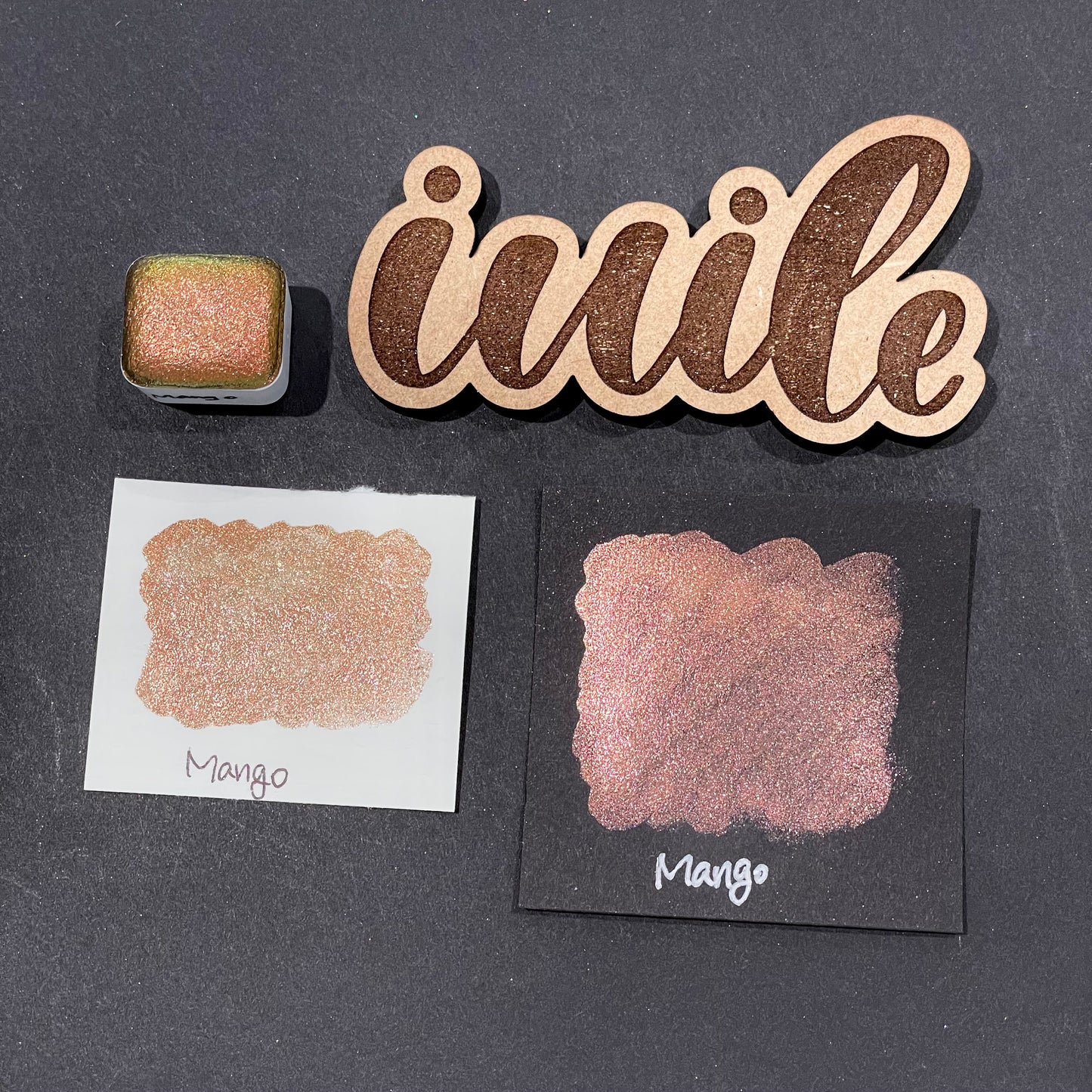 Mango gold Half pan Fruits Basket Colorshift Handmade shimmer watercolor paints