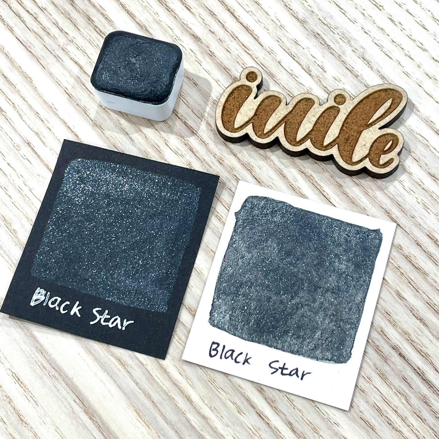 Black Star Half pan Handmade shimmer watercolor paints