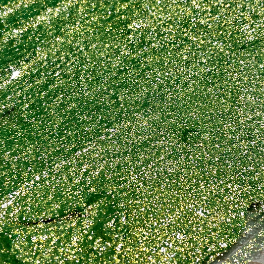 Last Chance! Peridot green Half pan Bling Bling Handmade shimmer watercolor paints