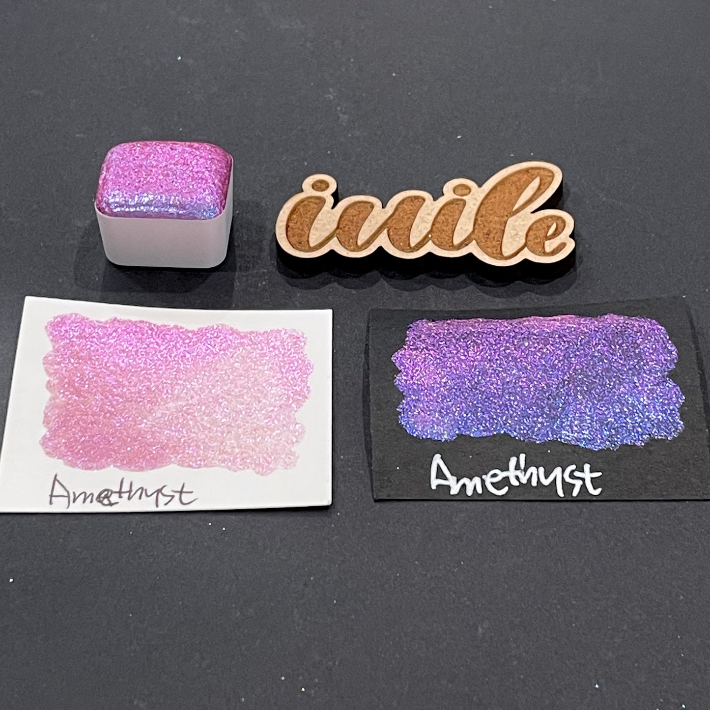 Amethyst purple Half pan Bling Bling Handmade Color Shift shimmer watercolor paints