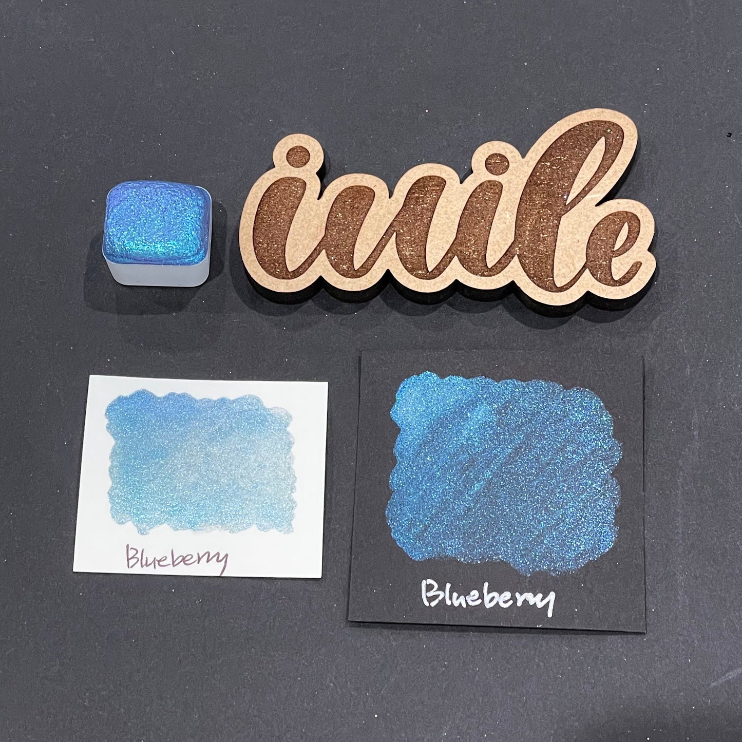 Blueberry blue Half pan Fruits Basket Colorshift Handmade shimmer watercolor paints