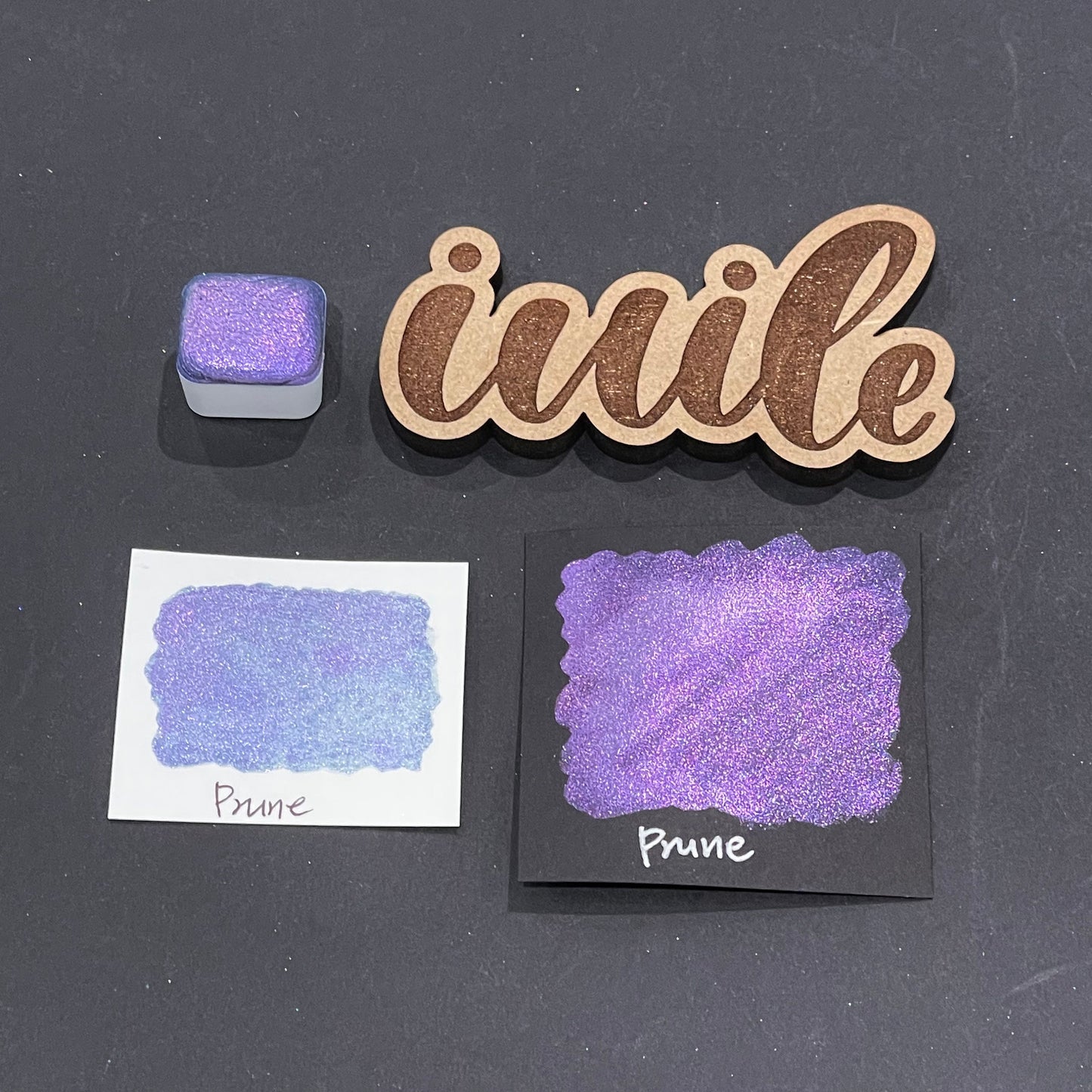 Prune purple Half pan Fruits Basket Colorshift Handmade shimmer watercolor paints