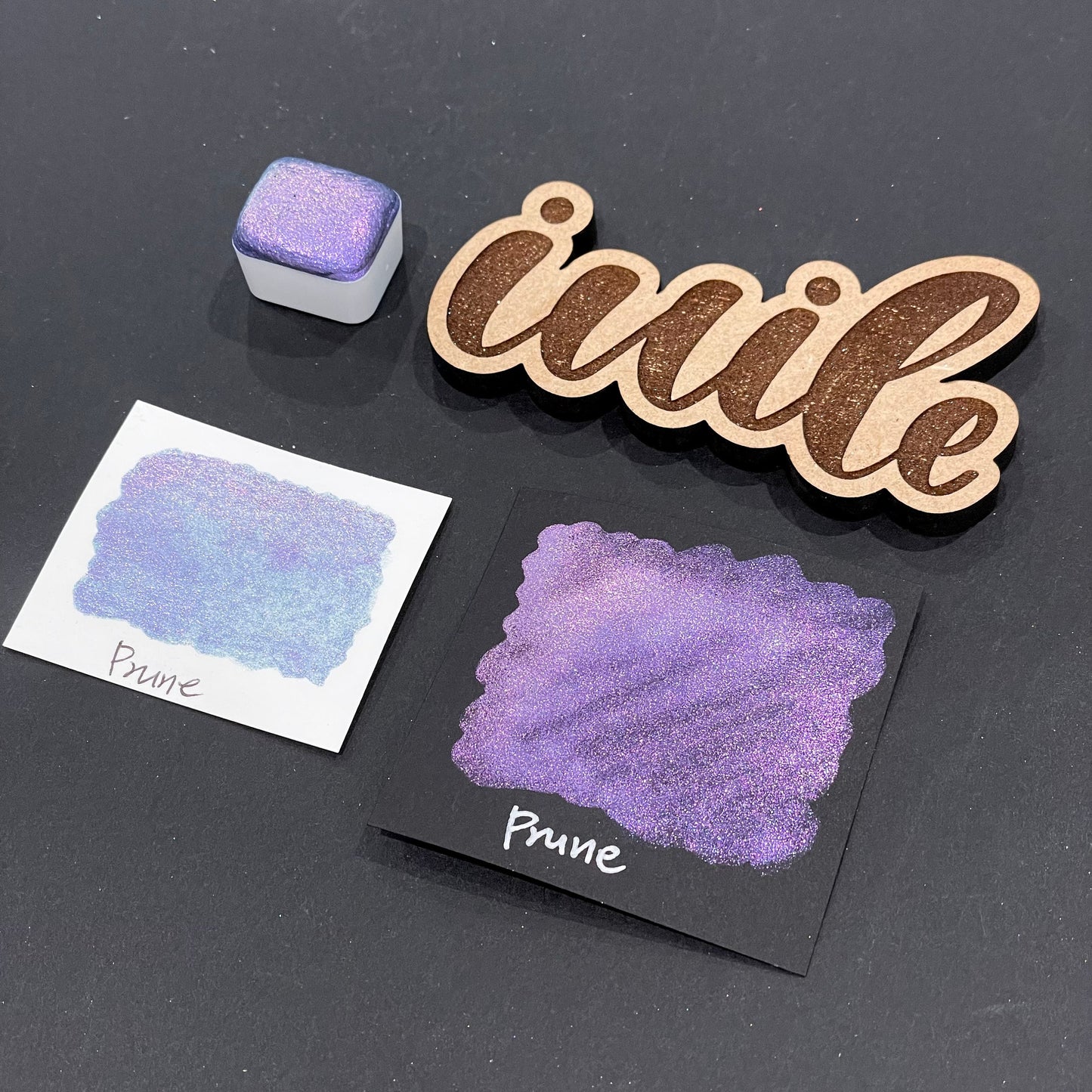 Prune purple Half pan Fruits Basket Colorshift Handmade shimmer watercolor paints