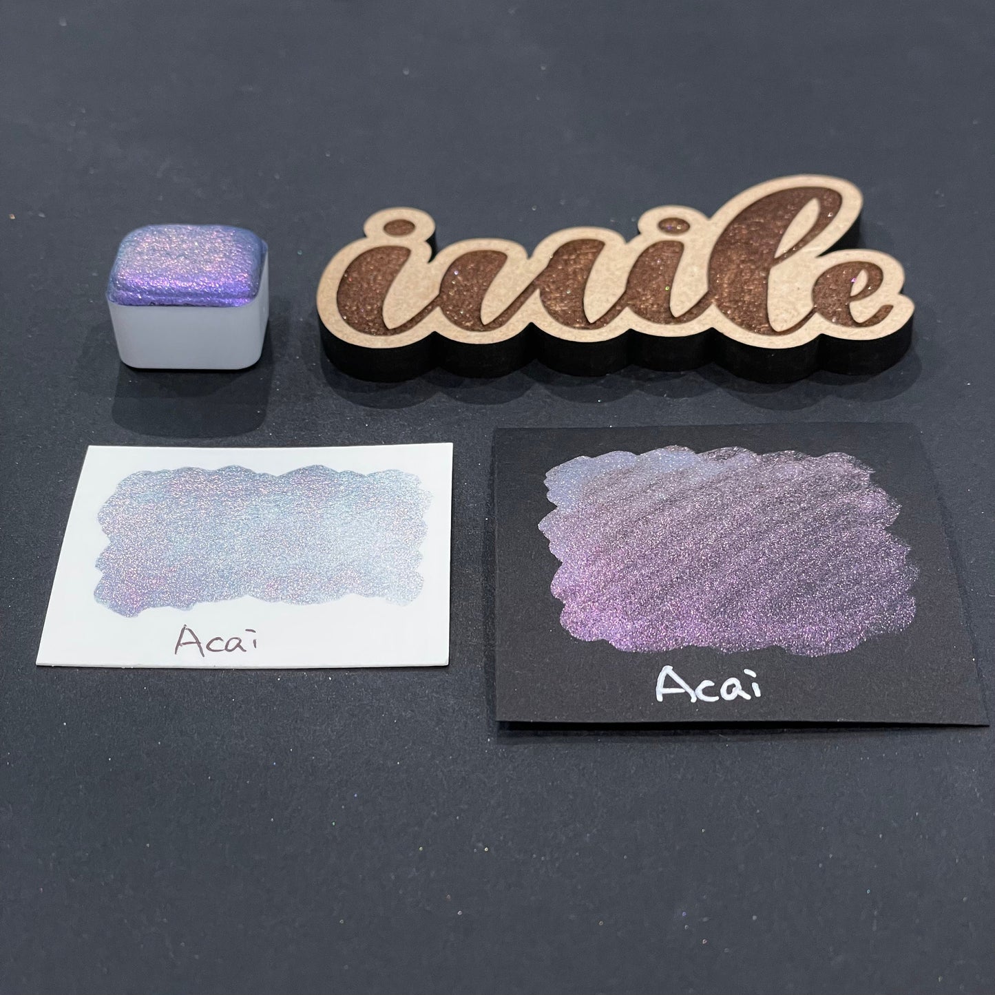 Acai purple Half pan Fruits Basket Colorshift Handmade shimmer watercolor paints