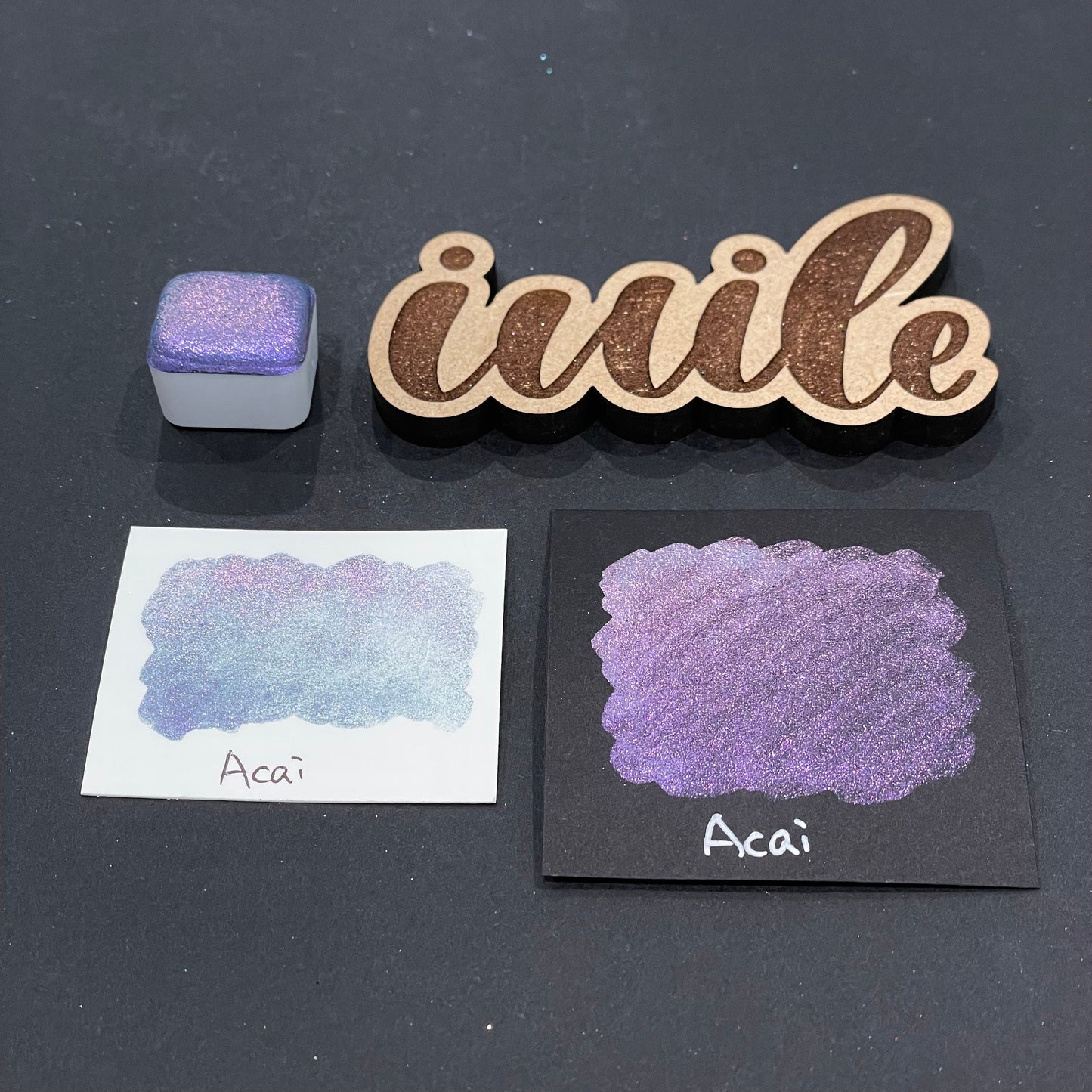 Acai purple Half pan Fruits Basket Colorshift Handmade shimmer watercolor paints