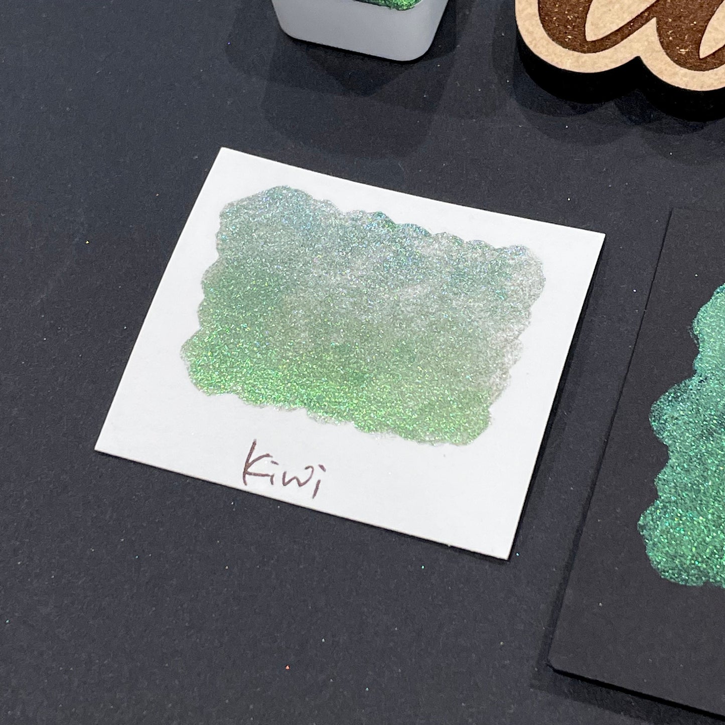 Kiwi green Half pan Fruits Basket Colorshift Handmade shimmer watercolor paints