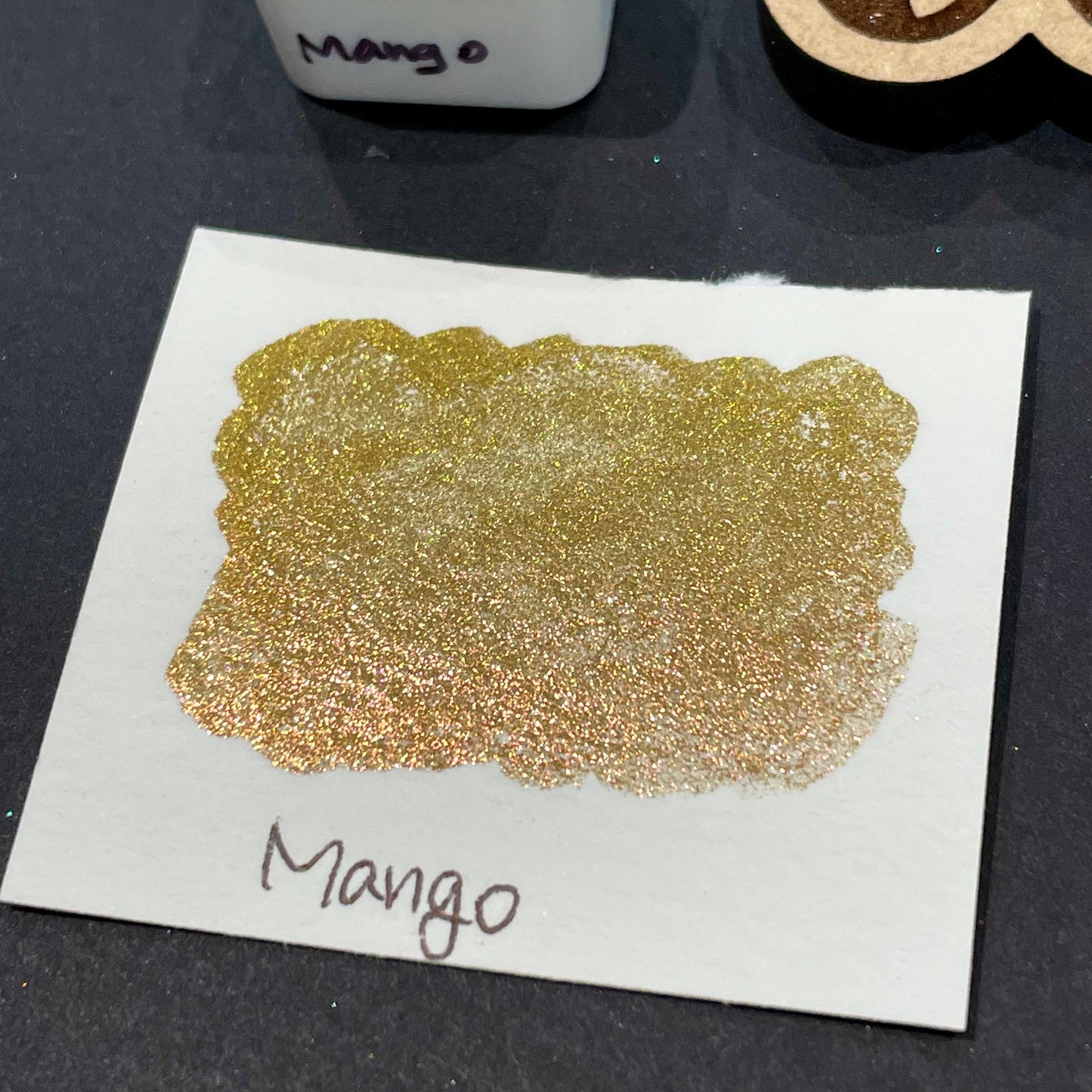 Mango gold Half pan Fruits Basket Colorshift Handmade shimmer watercolor paints