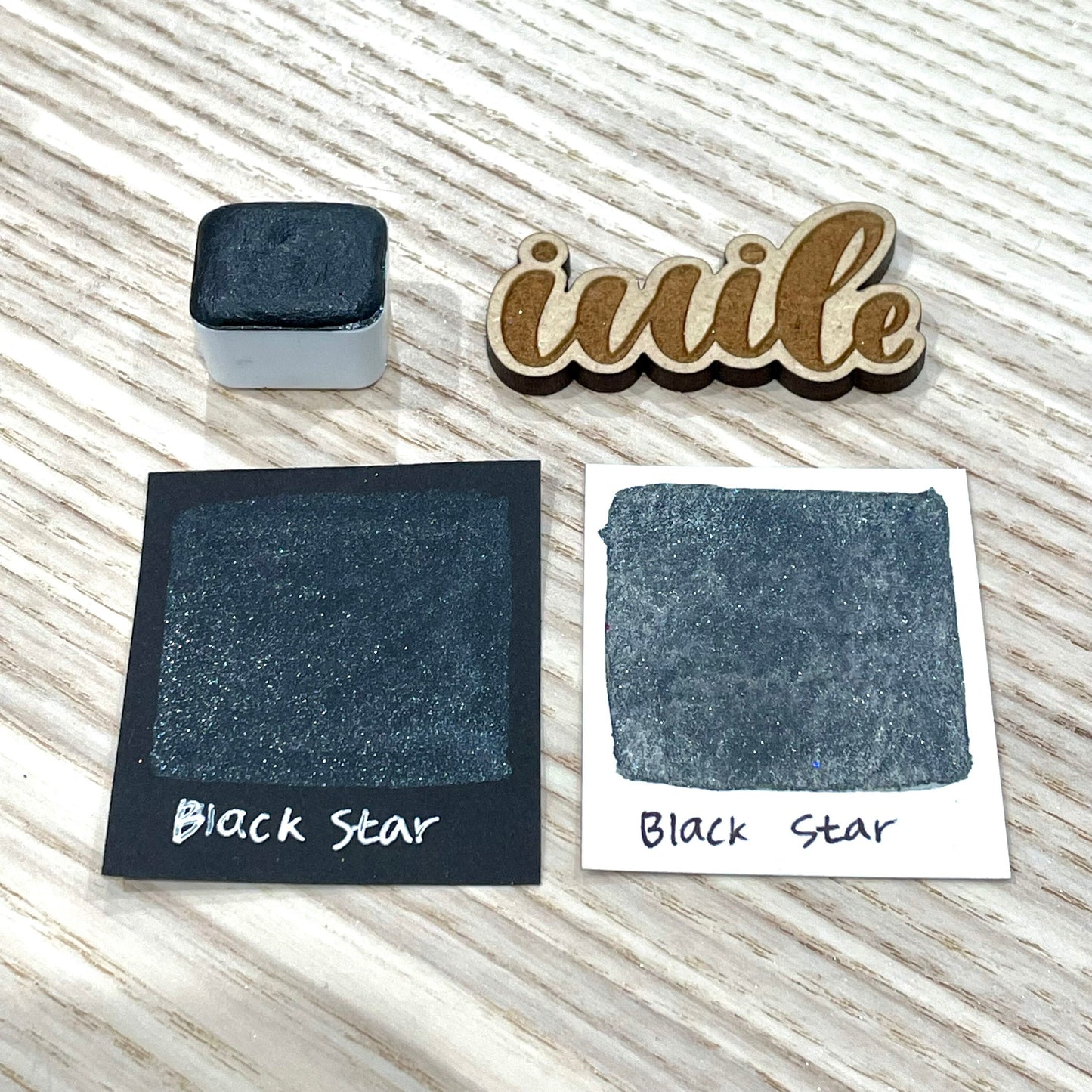 Black Star Half pan Handmade shimmer watercolor paints