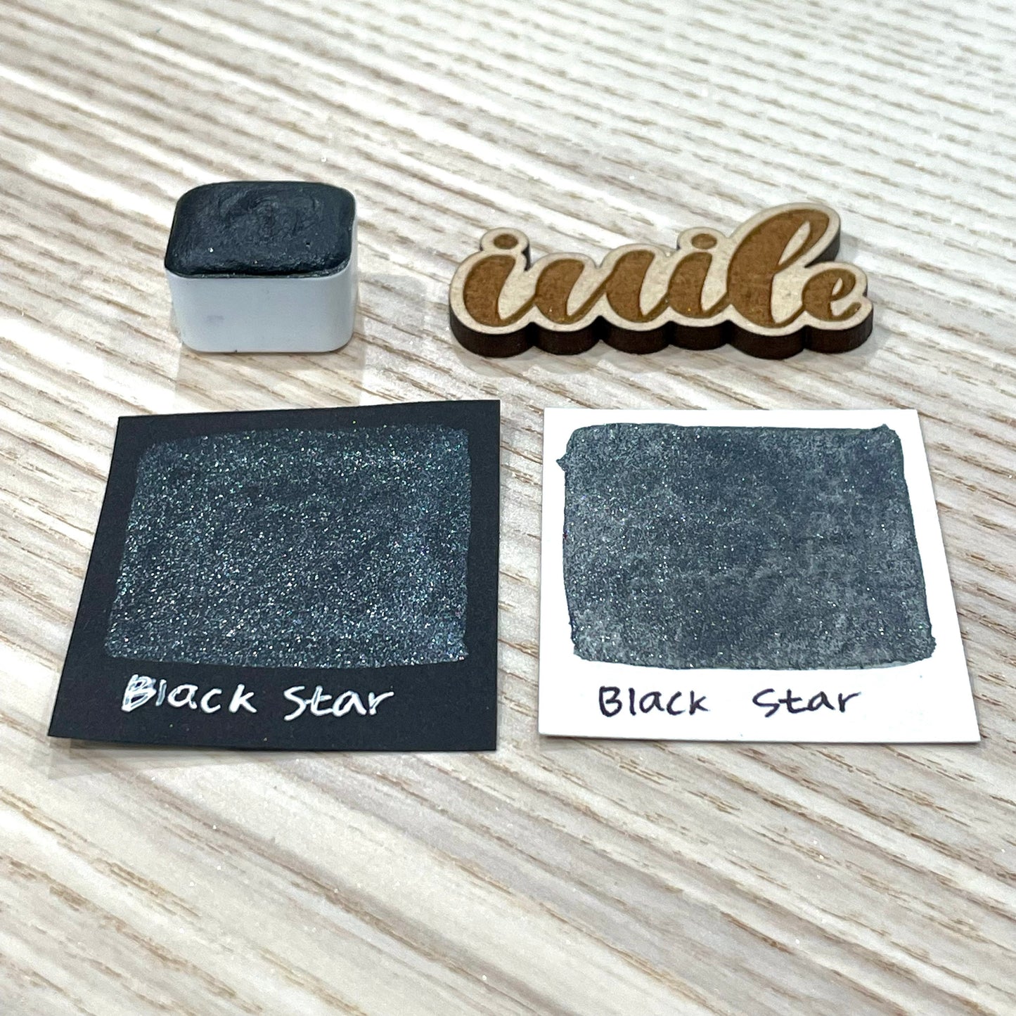 Black Star Half pan Handmade shimmer watercolor paints