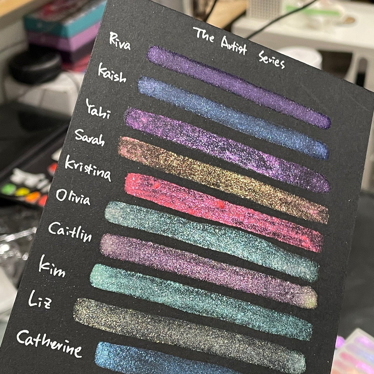 The Artist Set flakes mica Handmade Shimmer Sparkle watercolor paint half pans
