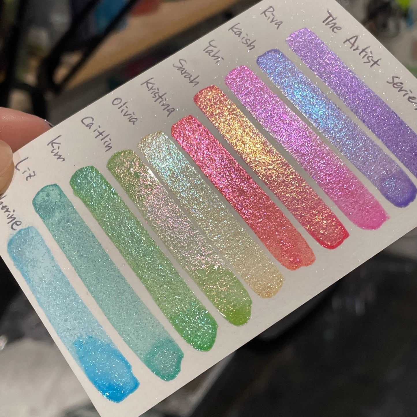 The Artist Set flakes mica Handmade Shimmer Sparkle watercolor paint half pans