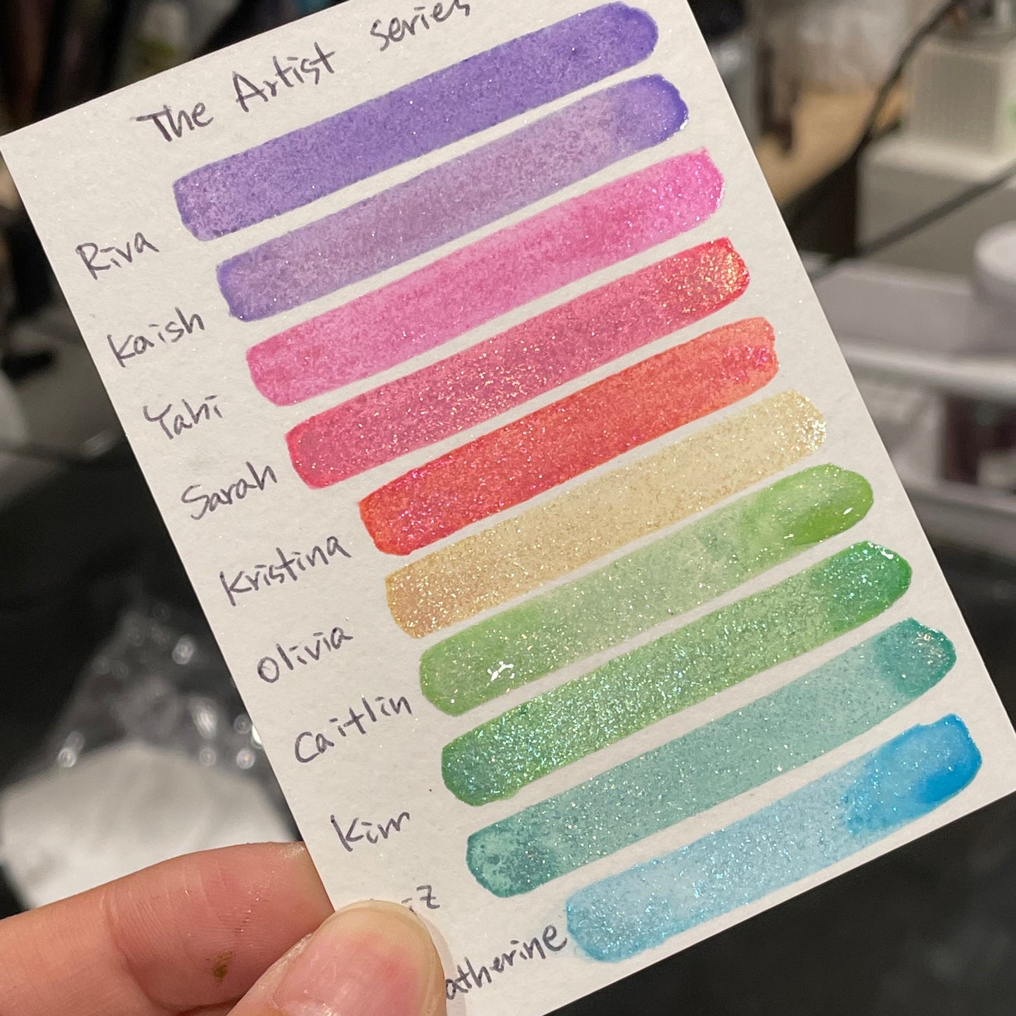 Caitlin The Artist flakes mica Handmade watercolor paint half pan