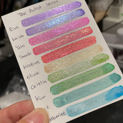 Last Chance! Kim The Artist flakes mica Handmade watercolor paint half pan