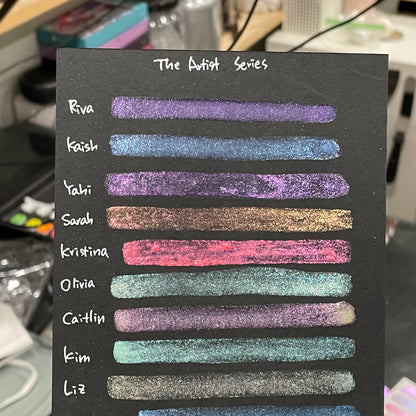 Last Chance! Kim The Artist flakes mica Handmade watercolor paint half pan