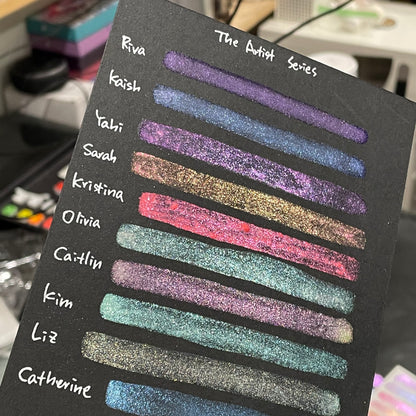 Last Chance! Kim The Artist flakes mica Handmade watercolor paint half pan
