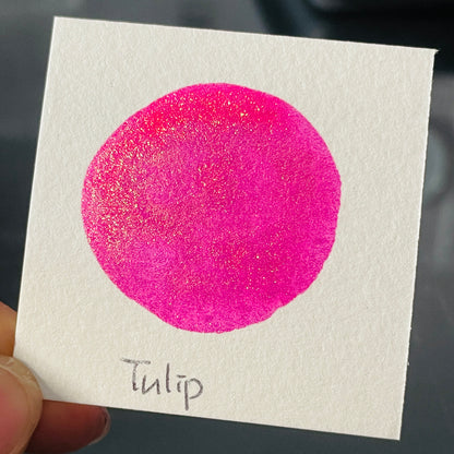 Tulip Flower Field Series Handmade Shimmer Mica Glitter Watercolor Paintsnk