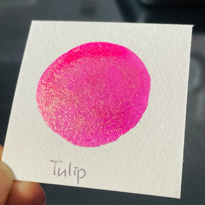 Tulip Flower Field Series Handmade Shimmer Mica Glitter Watercolor Paintsnk