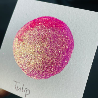 Tulip Flower Field Series Handmade Shimmer Mica Glitter Watercolor Paintsnk