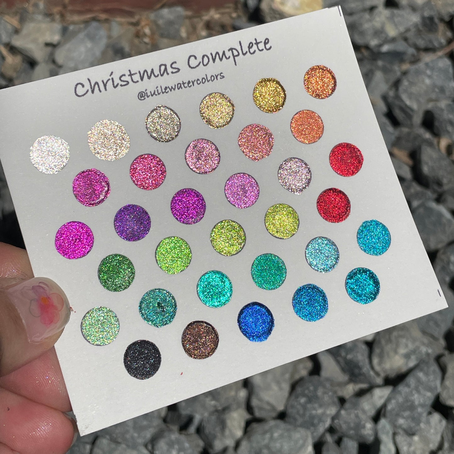 Button Christmas set handmade chrome glittery watercolor paints