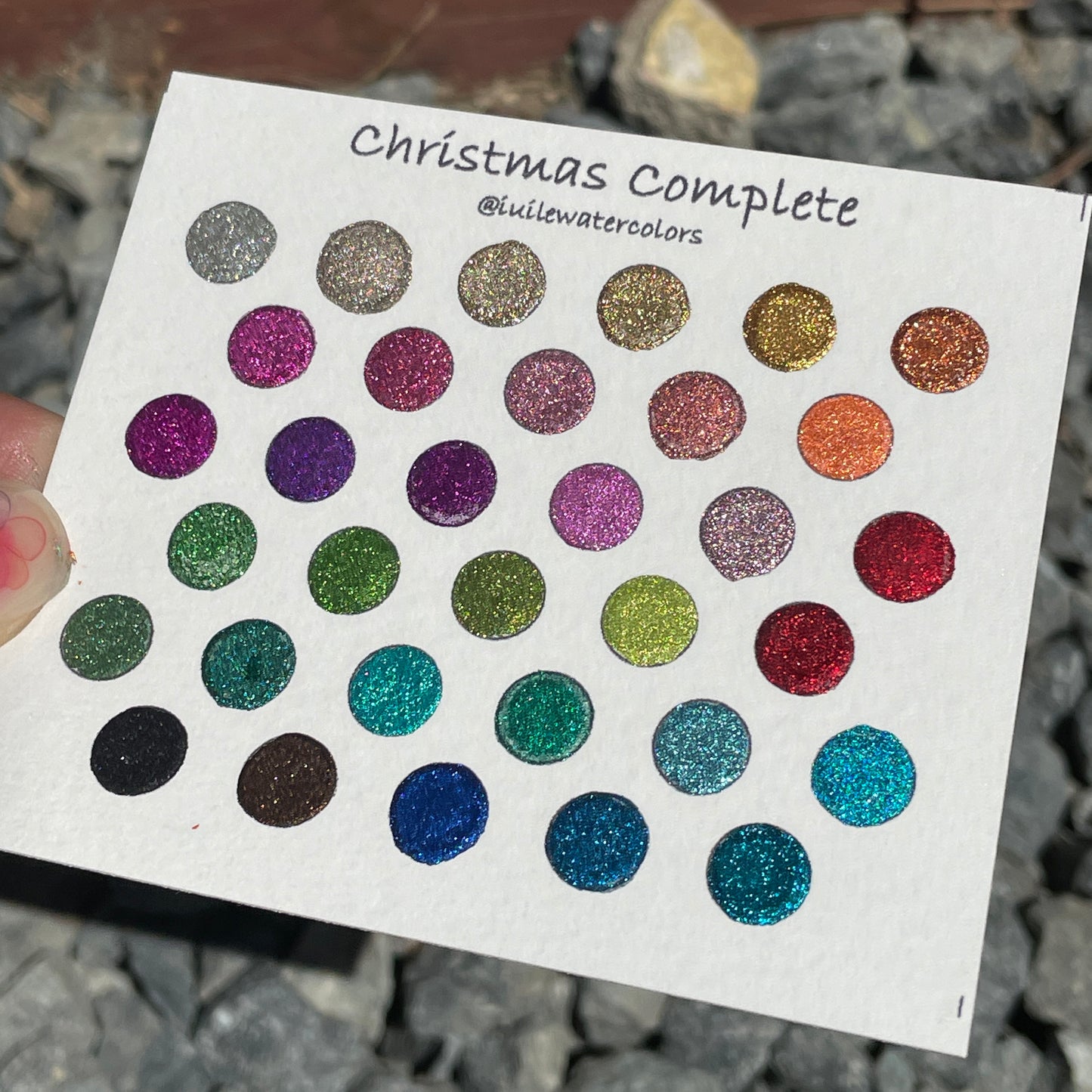 Button Christmas set handmade chrome glittery watercolor paints