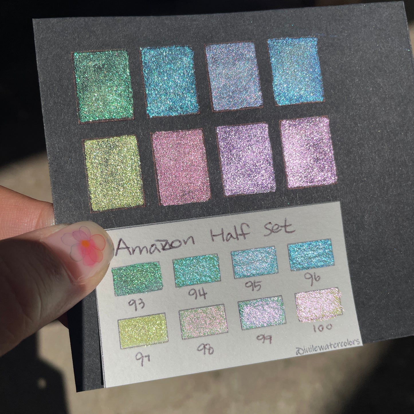 Amazon Dot Card Tester Sampler Watercolor Shimmer Glittery Paints