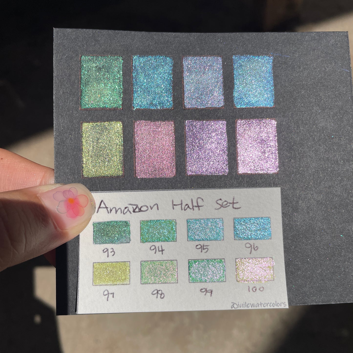 Amazon Dot Card Tester Sampler Watercolor Shimmer Glittery Paints