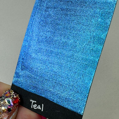 Teal Rainbow Super Color Shift Handmade Shimmer Watercolor Paint