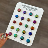 Completed Number Series Dot card Handmade Color Shift Aurora Shimmer Metallic Chameleon Watercolor Paints by iuilewatercolors