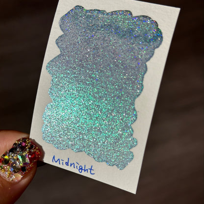 Half Midnight Night Series Handmade Glittery Hologram shimmer watercolor Paint by iuilewatercolors
