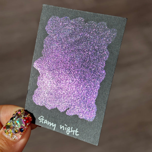 Button Night Series set Handmade Glittery Hologram shimmer watercolor Paint  by iuilewatercolors