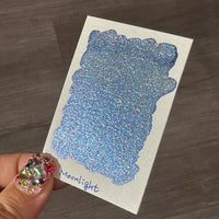 Quarter Moonlight Night Series Handmade Glittery Hologram shimmer watercolor Paint by iuilewatercolors