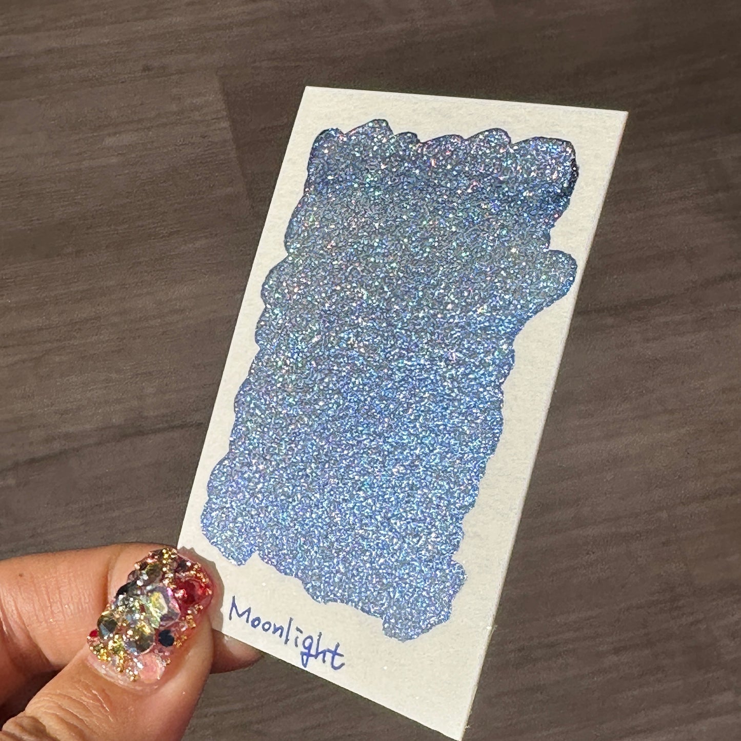 Half Moonlight Night Series Handmade Glittery Hologram shimmer watercolor Paint by iuilewatercolors