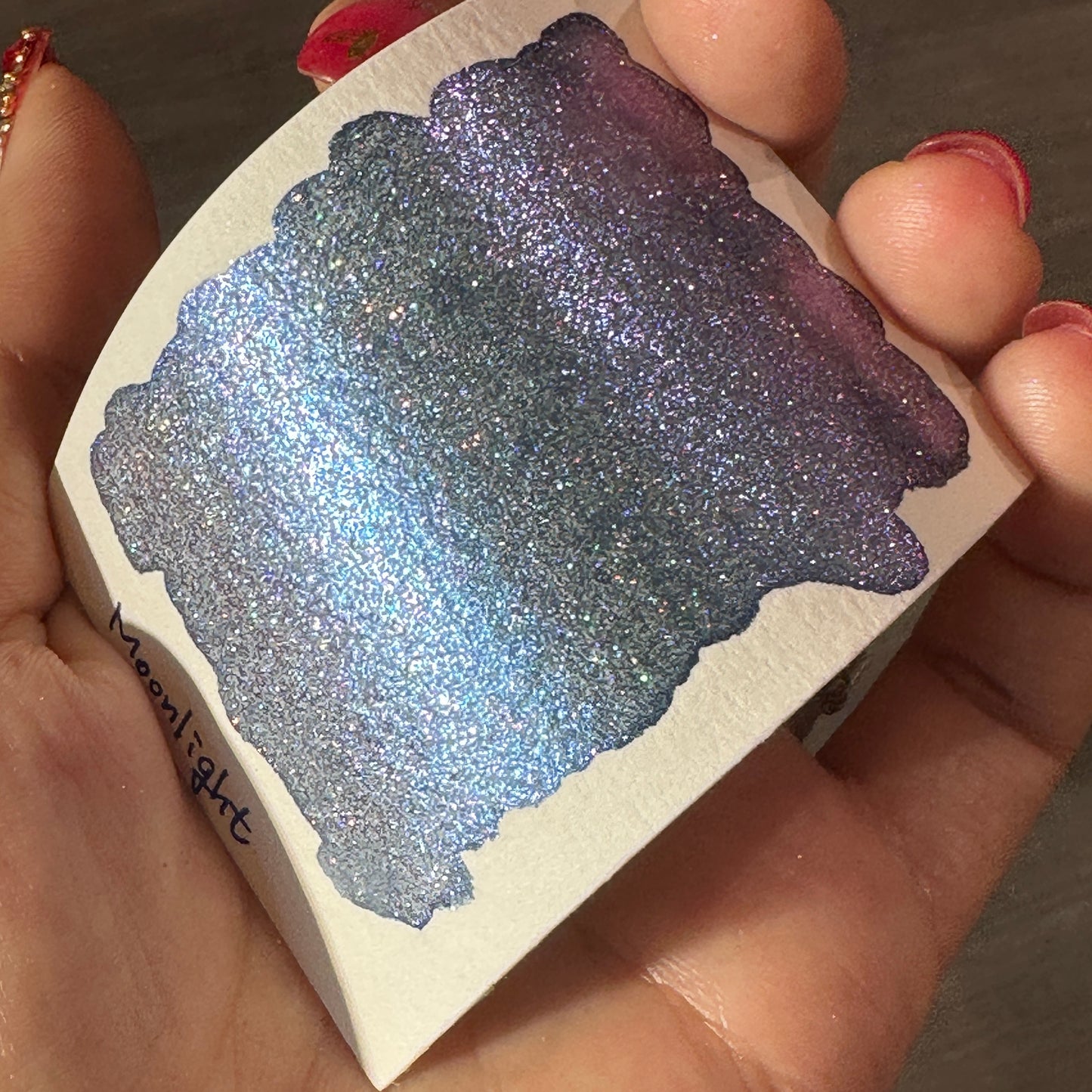 Half Moonlight Night Series Handmade Glittery Hologram shimmer watercolor Paint by iuilewatercolors