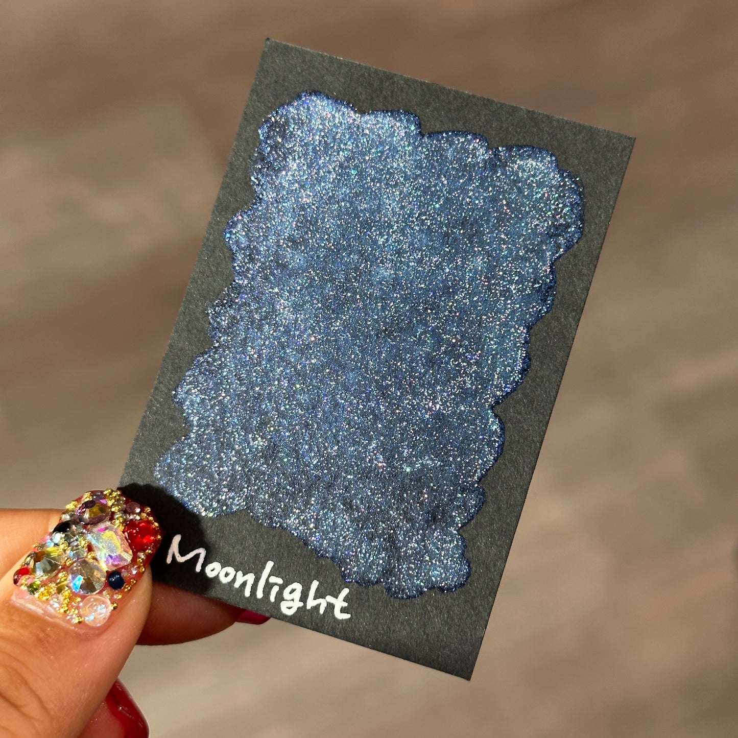 Half Moonlight Night Series Handmade Glittery Hologram shimmer watercolor Paint by iuilewatercolors