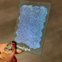 Half Moonlight Night Series Handmade Glittery Hologram shimmer watercolor Paint by iuilewatercolors
