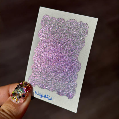 Quarter Nightfall Night Series Handmade Glittery Hologram shimmer watercolor Paint by iuilewatercolors