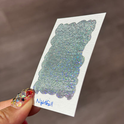 Half Nightfall Night Series Handmade Glittery Hologram shimmer watercolor Paint by iuilewatercolors