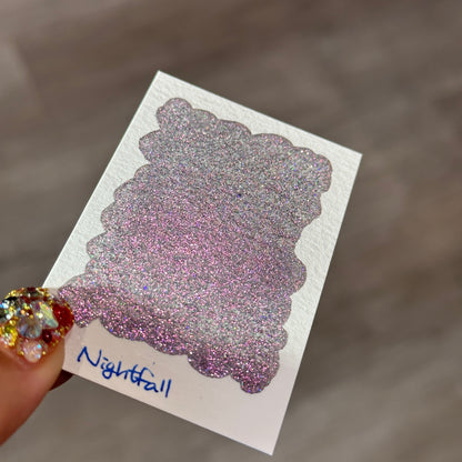 Half Nightfall Night Series Handmade Glittery Hologram shimmer watercolor Paint by iuilewatercolors