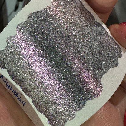 Half Nightfall Night Series Handmade Glittery Hologram shimmer watercolor Paint by iuilewatercolors