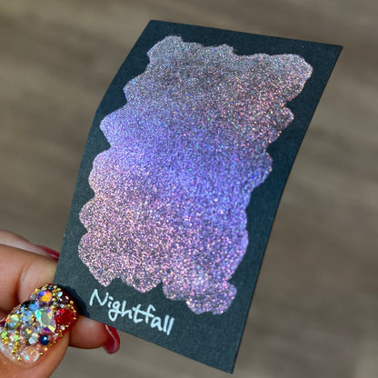 Quarter Nightfall Night Series Handmade Glittery Hologram shimmer watercolor Paint by iuilewatercolors
