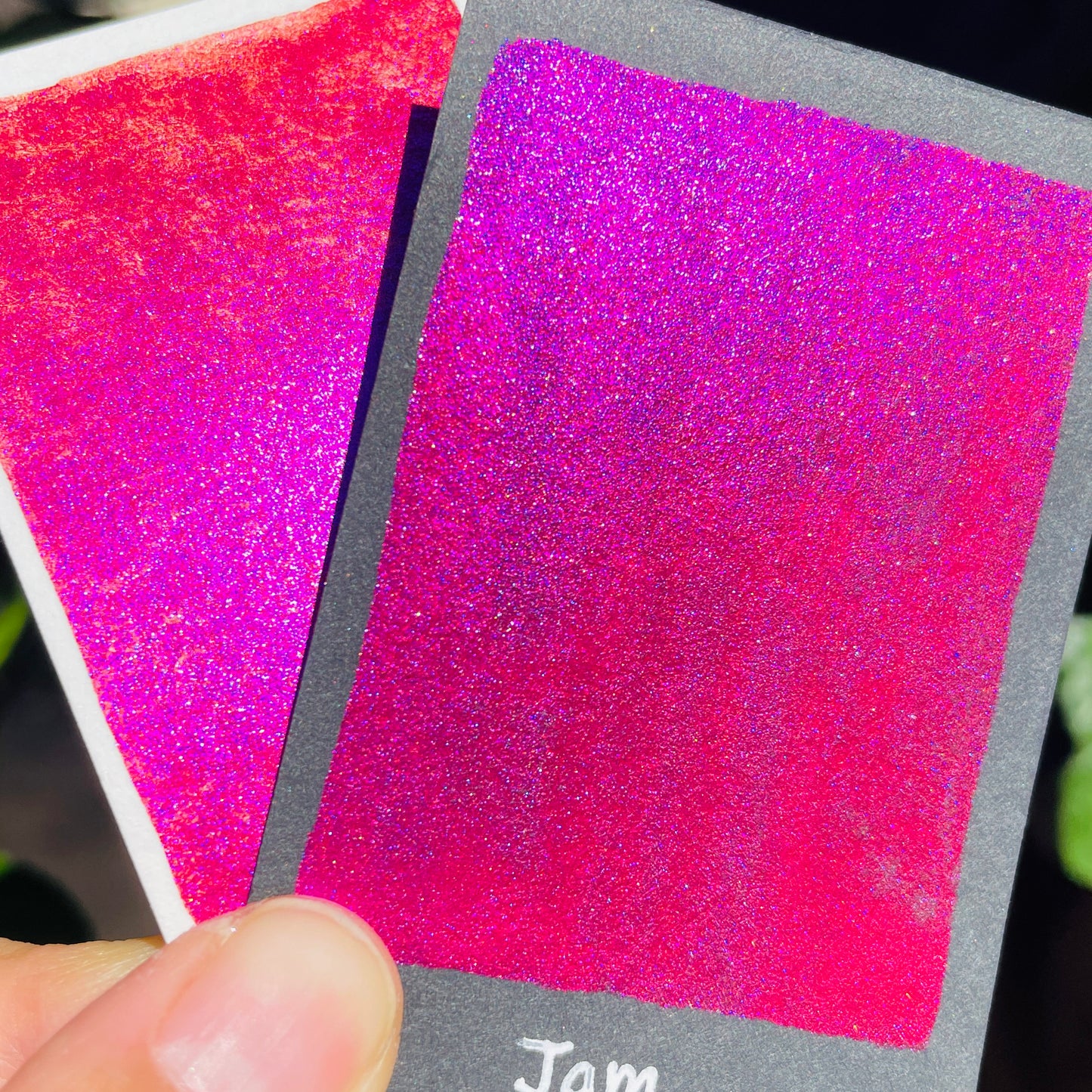 Jam pink Fell in love handmade shimmer mica watercolor paints Half pans