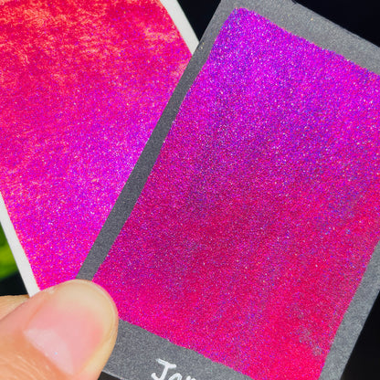 Jam pink Fell in love handmade shimmer mica watercolor paints Half pans