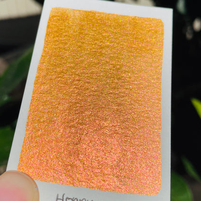 Honey bronze Fell in love handmade shimmer mica watercolor paints Half pans