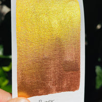 Beer gold Fell in love handmade shimmer mica watercolor paints Half pans