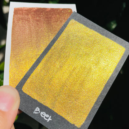 Beer gold Fell in love handmade shimmer mica watercolor paints Half pans